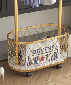 Giá treo quần áo phong cách Bắc âu kèm giỏ đựng đồ 8