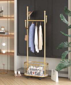 Giá treo quần áo phong cách Bắc âu kèm giỏ đựng đồ 9