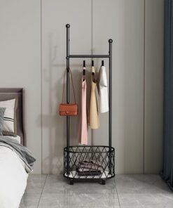 Giá treo quần áo phong cách Bắc âu kèm giỏ đựng đồ 11